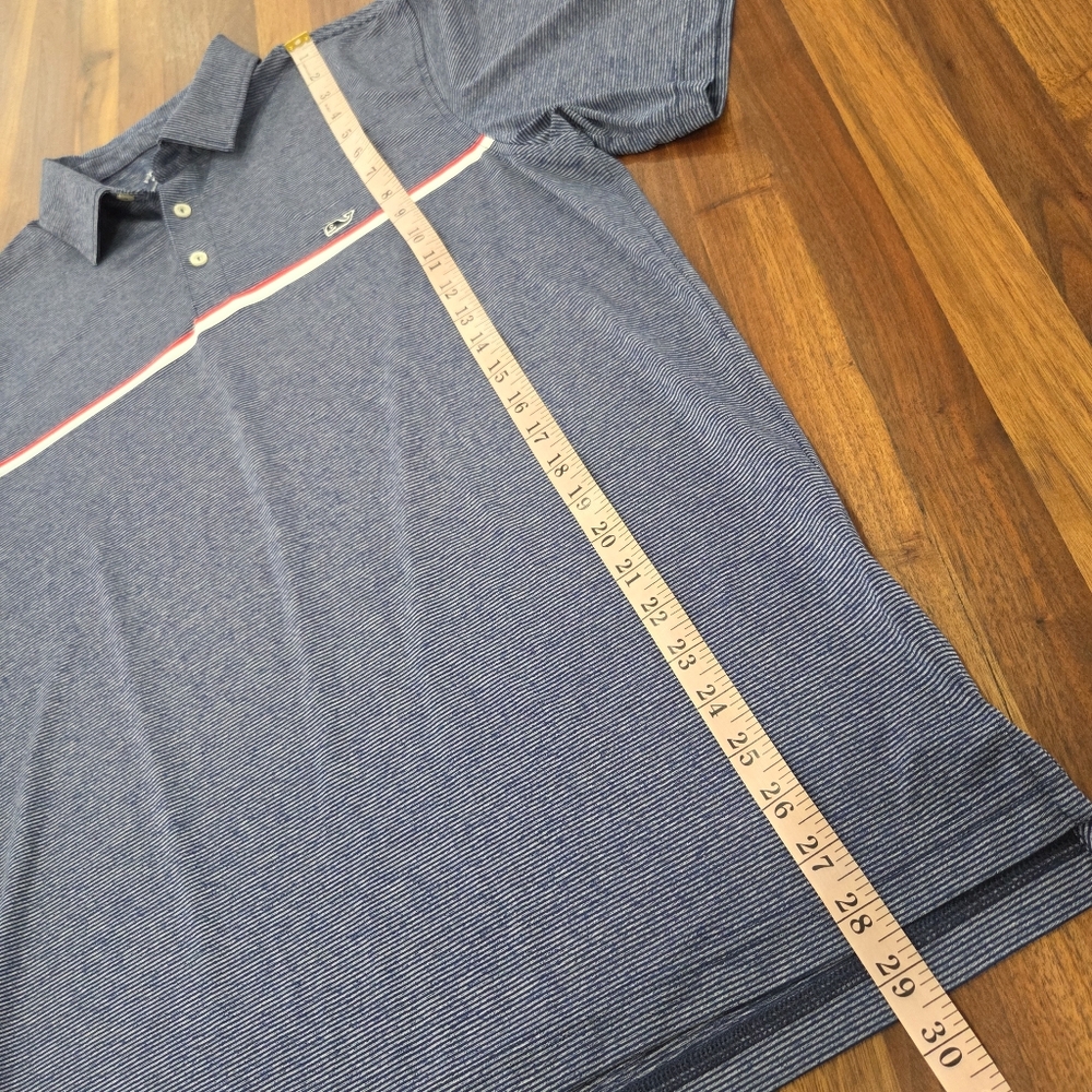 Vineyard Vines Summerland Stripe Sankaty Men's Blue Polo Shirt Size Medium - Picture 4 of 9